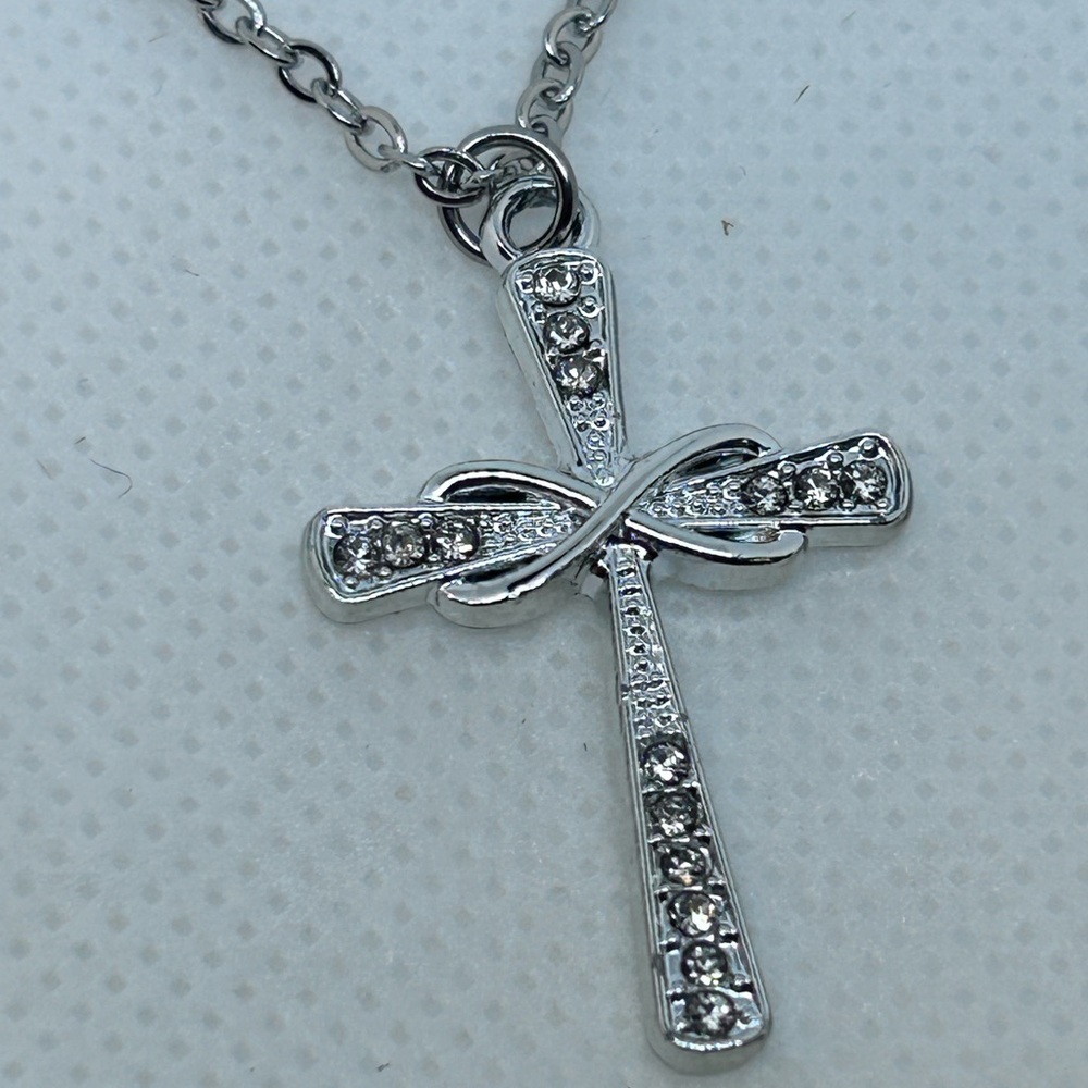 Cross infinity pendent necklace stainless steel 18” gift for her or him